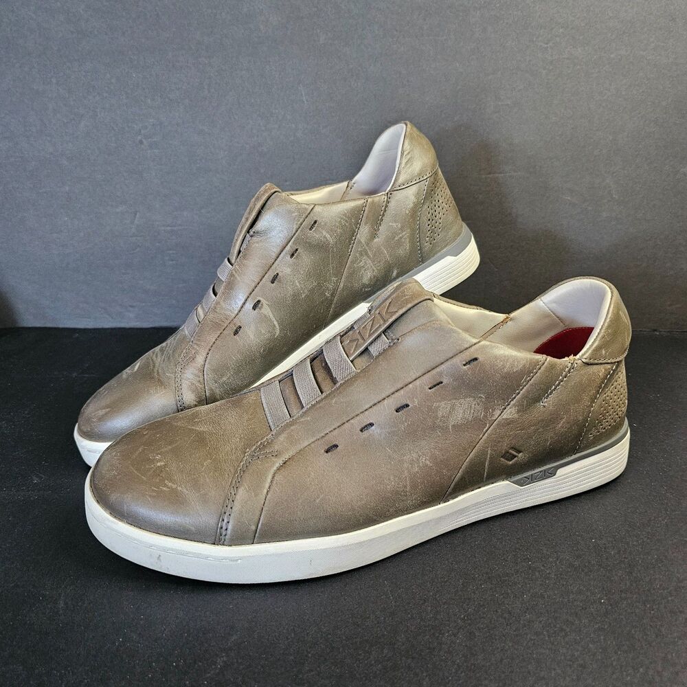 Kizik New York Shoes Men's Size 10M Gray Brown Leather Low Top Casual Sneakers